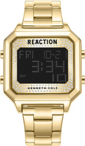 Kenneth Cole Reaction KRWGJ9008002 Champagne Studded Square Dial | Digital Watch for Men's | KRWGJ9008002 Analog Watch  - For Men