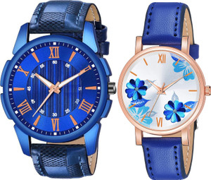 just like j-16 flowers Stylish Lovers Couple Leathers Strap Watch Analog Watch  - For Couple