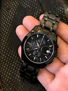 Lucifer T SHORT FULL BLACK MEN WATCH Day n Date Series Trending men collection foldover lock Analog Watch  - For Men