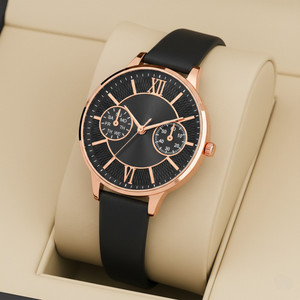 Loretta RoseGold-Black Dial with Premium Leather Strap Stylish Casual & Party Wear Girls Analog Watch  - For Women