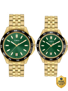 TIMEX Round 43mm Green Dial Analog Watch - For Couple