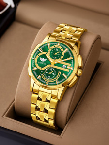 ABREXO Abx1500 BK GD BANDITS Series I Chronograph Look I Date Working I Gold Stainless Steel Boys Analog Watch - For Men