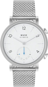 muse Modernist Milanese Edition Shiny Silver White Hybrid Smart Watch MUSE  Modernist Series Milanese Edition Shiny Silver White Hybrid Smartwatch