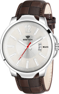 Rishox Classy look premium quality wrist Watch New Track Dial, Day & Date, Dual Colour Brown Leather Strap Analog Watch  - For Men