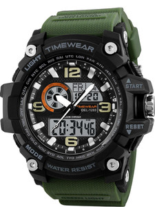 TIMEWEAR 1283ARMYGREEN TIMEWEAR Black Dial Green Silicone Strap Sports Analog-Digital Watch - For Men