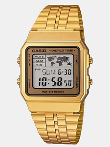 CASIO Vintage A500WGA-9DF Gold Dial Stainless Steel Band Digital Watch - For Men & Women