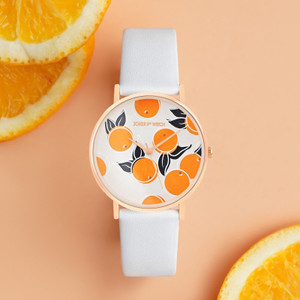 Joker & Witch Zesty Orange White PU Strap Watch Analog Watch - For Women