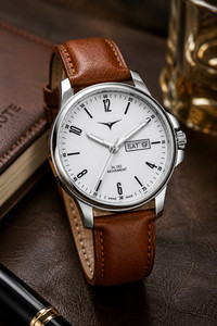 NESTER L-NSM--41--WHITE BROWN L-NSM-41 LEATHER 20 MM Analog Watch - For Men