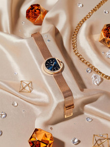 Fastrack Fastrack Vyb Showstopper Blue Dial Rose Gold Stainless Steel Strap Analog Watch  - For Girls