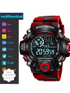 selloria Red Strap 7 Lights Digital Watch - For Boys Digital Watch - For Boys
