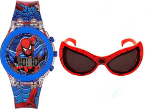 GLENVIT-X Kids Edition Spiderman Digital Watch with Sunglasses for Kids Digital Watch  - For Boys