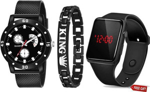 Domesca 3 pis combo Analog Watch  - For Boys