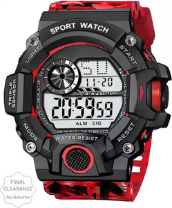 Flozio Wrist Watch Sport Watch with Red Strap & Water Resist G-90 Digital Watch  - For Boys & Girls