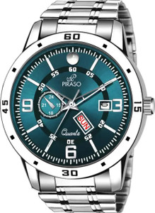PIRASO D&D F95 BLUE SILVER CHAIN DAY AND DATE WORKING DISPLAY DIAL Analog Watch  - For Men