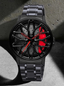 KHXR Spinning car wheel rotating gyro red Car wheel | Spinning | Roatating | Gyro | Red Analog Watch  - For Men