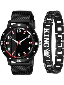 Alkhwatches Black Combo King Bracelet & Superior Dial Tone Water-Proof watch for Men & Boy Analog Watch - For Boys