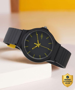 SONATA SF Quartz Black Dial Black Plastic Strap Analog Watch - For Men