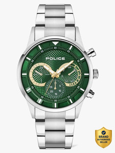 Police PLPEWJK2014301 Police Multifunction Green Dial Silver Stainless Steel Strap Analog Watch - For Men