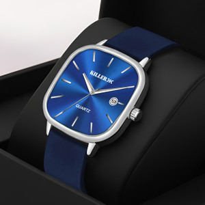 KILLER Slim Square Series | Working Date | Smart Watch Strap | 3D Cut Glass | 1 Year Slim Square Series | Working Date | Smart Watch Strap | 3D Cut Glass | 1 Year Analog Watch  - For Men