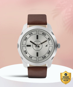 Fastrack NP3123SL02 Fastrack Quartz Silver Dial Brown Leather Strap Analog Watch  - For Men
