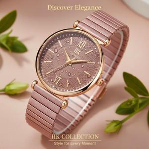 IIK Collection IIK-3215W Watch for Women Round Peach Dial Metal Bracelet Chain Strap Girls Analog Watch  - For Women