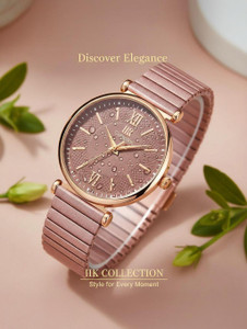 IIK Collection IIK-3215W Watch for Women Round Peach Dial Metal Bracelet Chain Strap Girls Analog Watch  - For Women