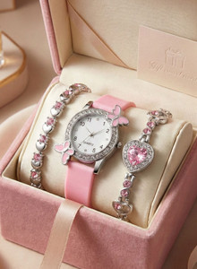 BRAIN Vintage NEW PINK COMBO BRACELET WITH ONEDIMOND BUTTERFLY Analog Watch  - For Girls