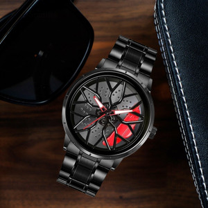 Spinner Car wheel watch | Spinning watch | Roatating watch | Gyro watch | Red watch Analog Watch  - For Men