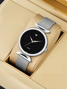 RUSTET LD-L22-BLK-CH LD-L22-SLVBLK-CH Silver Mesh Strap Girls Analog Watch  - For Girls