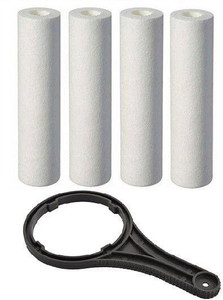 GE FILTRATION Spun Filter Candle 10inch /Outer Filter/Catridge filter with spanner/Compatible with all domestic water purifiers with wrench pack of 4 Solid Filter Cartridge