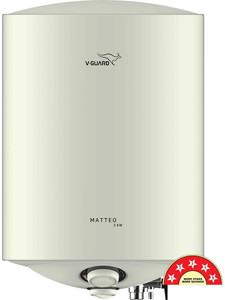 V-Guard Matteo 3kW 6 L Storage Water Geyser 33% Faster Heating | BEE 5 Star Rating | Advanced 4 Layer Safety | Suitable for Hard Water