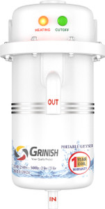 GRINISH 1 L Instant Water Geyser (1 LTR INSTANT WATER HEATER WITH SHOCK PROOF BODY , INSTALLATION KIT, White)