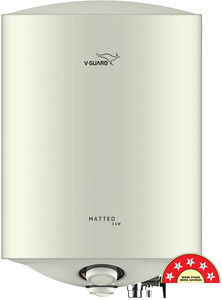 V-Guard Matteo 3kW 10 L Storage Water Geyser 33% Faster Heating | BEE 5 Star Rating | Advanced 4 Layer Safety | Suitable for Hard Water