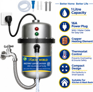 Ruchi World 1 L Instant Water Geyser (instant portable water Heater/Geyser for Home Office Restaurants Labs) 1 L Instant Water Geyser