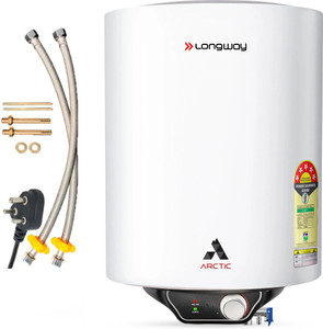 Longway Arctic Glassline Tank | 5 Star 25 L Storage Water Geyser 5 Star BEE Energy Rating |Glassline Tank |Multi-Safety |Anti-Rust Coating | Free Pipes