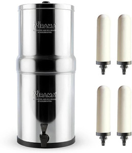 Rama Stainless Steel Non Electric Filter | 12L Storage With 4 Spirit Candle & PP tap 24 L Gravity Based Water Purifier