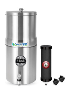 WATER GREEN 304 Grade SS Jointless Water Filter With Carbon Candle I Matt Finish I 17 L Gravity Based Water Purifier