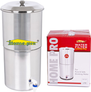 Home-pro Stainless Steel Water Filter | Non Electric | Long Ceramic Candle 2 | 18 L Gravity Based Water Purifier