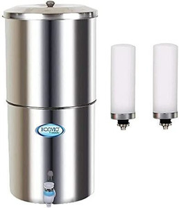 konvio neer Stainless Steel Non Electric Water Filter For Home With 2 Ceramic Cartridge 18 L Gravity Based Water Purifier