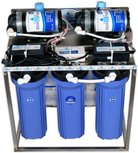 AquaDpure 25 LPH Commercial RO+UV Water Purifier Plant Double Purification Blue Stainless steel Full Automatic 25 L 25 L RO + UV + UF + TDS Water Purifier