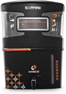 Kinsco Aqua Saffire LED Display With Zinc,Copper and Alkaline 15 L RO + UV + UF + Copper Guard + pH enhancer Water Purifier with Prefilter