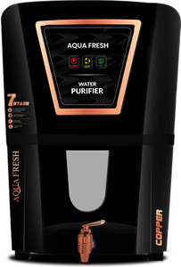 Aqua Fresh OMEGA black LED COPPER+RO+UV+TDS 12 L electric borewell water purifier 12 L RO + UV + Copper Water Purifier