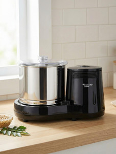 Butterfly Rapid Wet Grinder 150 Watts | Shockproof ABS Body | Coconut Scrapper Attachment | Dough Kneader | Stainless Steel Drum | 2 Years Manufacturer's Warranty | Grey