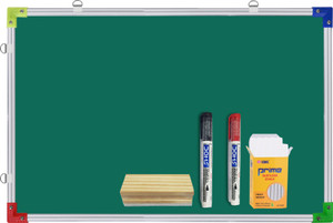 KIVA Non Magnetic Wooden One Side Green Board & Back Side White Board Sliver Border 45cmx60cm Greenboards