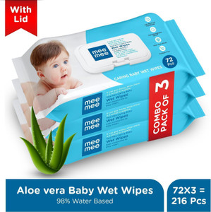 MeeMee wet wipes with lid pack of 3 72 count each