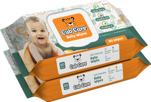 Cub Care Baby Wipes with Aloe Vera, Jojoba Oil, Vitamin E, Paraben Free