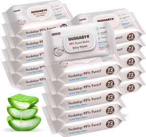 Hushabye Premium Soft Baby Wipes with Aloe Vera Rash-Free 72 Wipes Each Pack Pack of 16