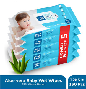 MeeMee Soft Cleansing Baby Wet with Aloe vera - Pack of 5 (120 Wipes)