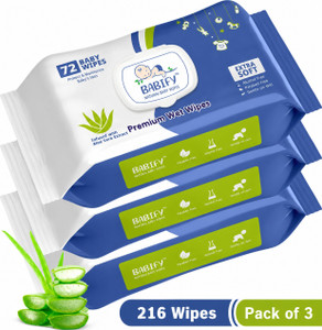 BabiFy Extra Soft Premium Baby Wipes With Aloe Vera | Rush & Paraben-Free (Pack of 3)