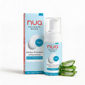 Nua Foaming Intimate Wash Enriched with Aloe Vera and Lactic Acid, 100ml || Toxin-free, Paraben-free and Sulphate-free || Anti-Bacterial and prevents infections Intimate Wash
